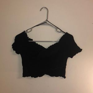 Black wrapped crop top